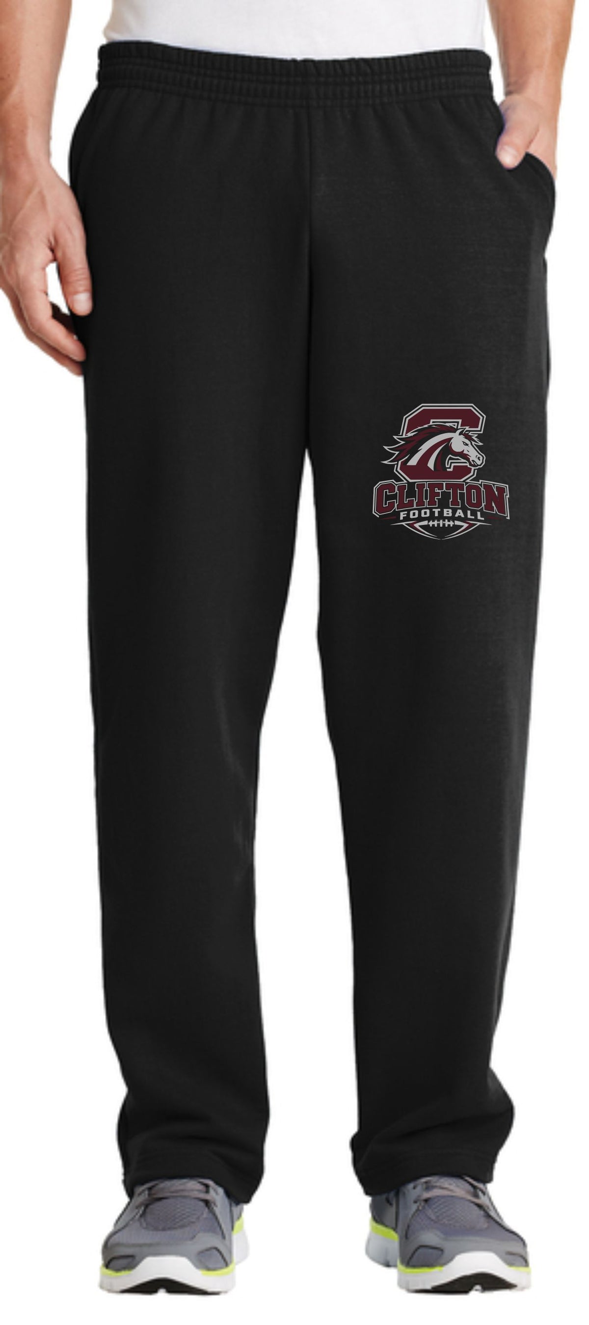 CJM26 BLACK OPEN BOTTOM SWEATPANTS