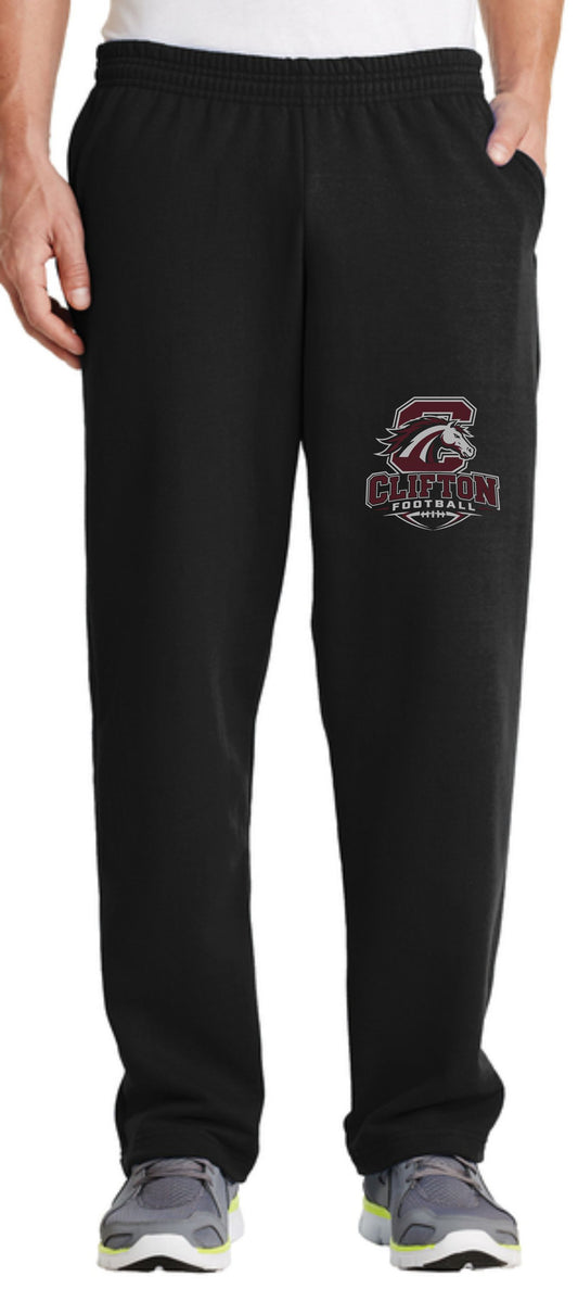 CJM BLACK OPEN BOTTOM SWEATPANTS
