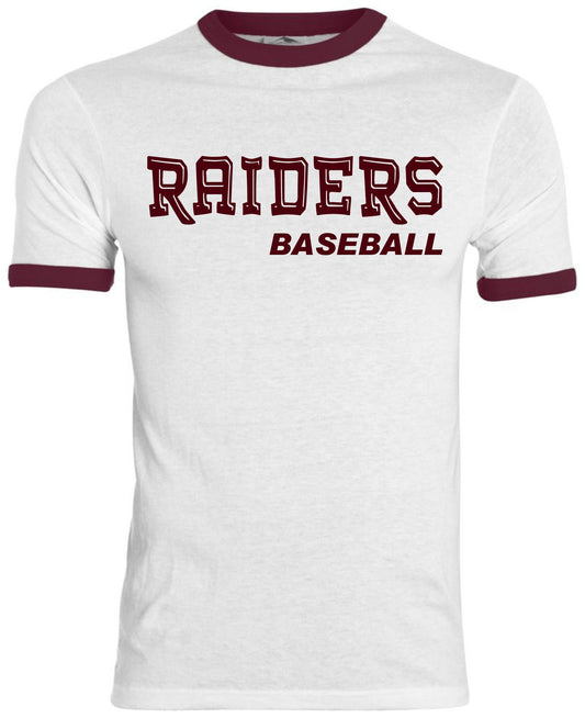 NHSB WHITE/MAROON RINGER TEE