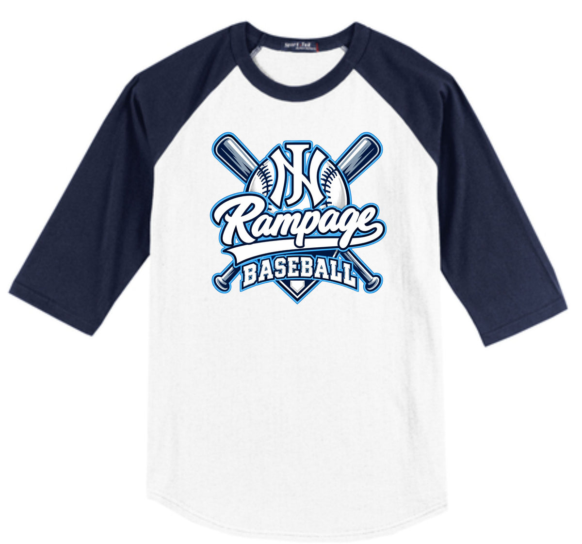 NJR NAVY/WHITE COTTON RAGLAN BASEBALL SHIRT