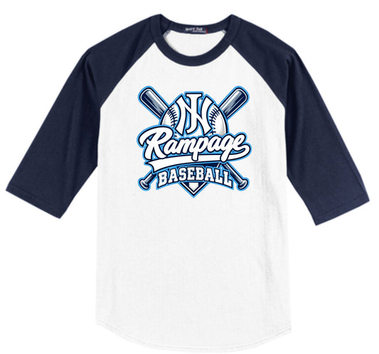 NJR NAVY/WHITE COTTON RAGLAN BASEBALL SHIRT