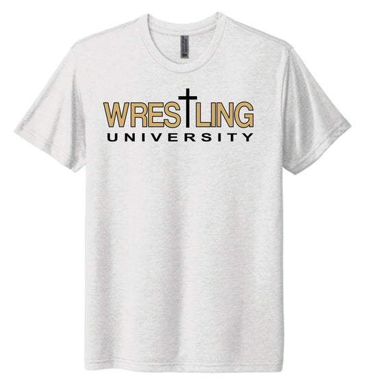 HEATHER WHITE TRIBLEND TEE CROSS LOGO