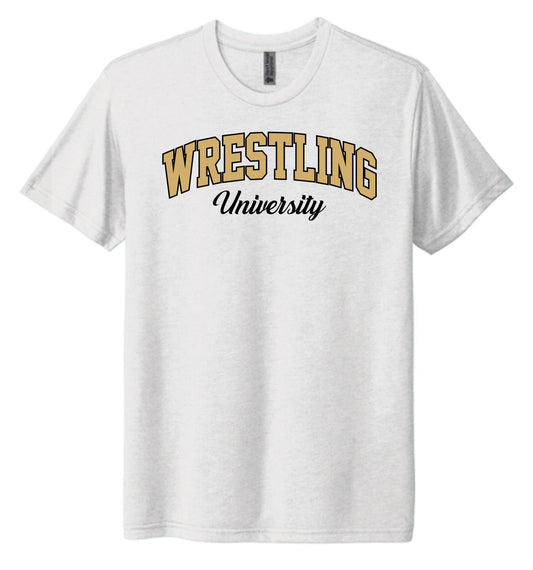 HEATHER WHITE TRIBLEND TEE SCRIPT LOGO