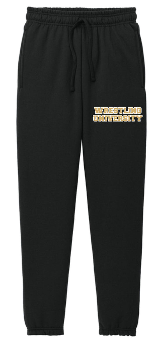 BLACK ELASTIC BOTTOM SWEATPANTS WU LOGO