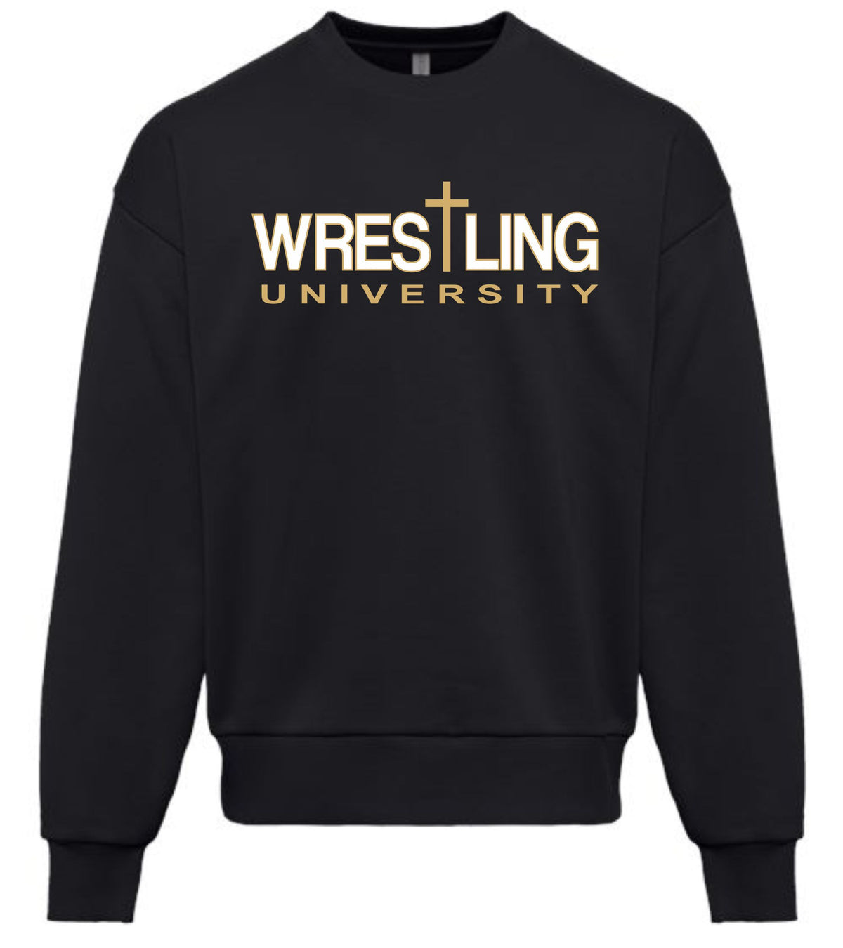 BLACK ADULT CREW SWEATSHIRT CROSS LOGO